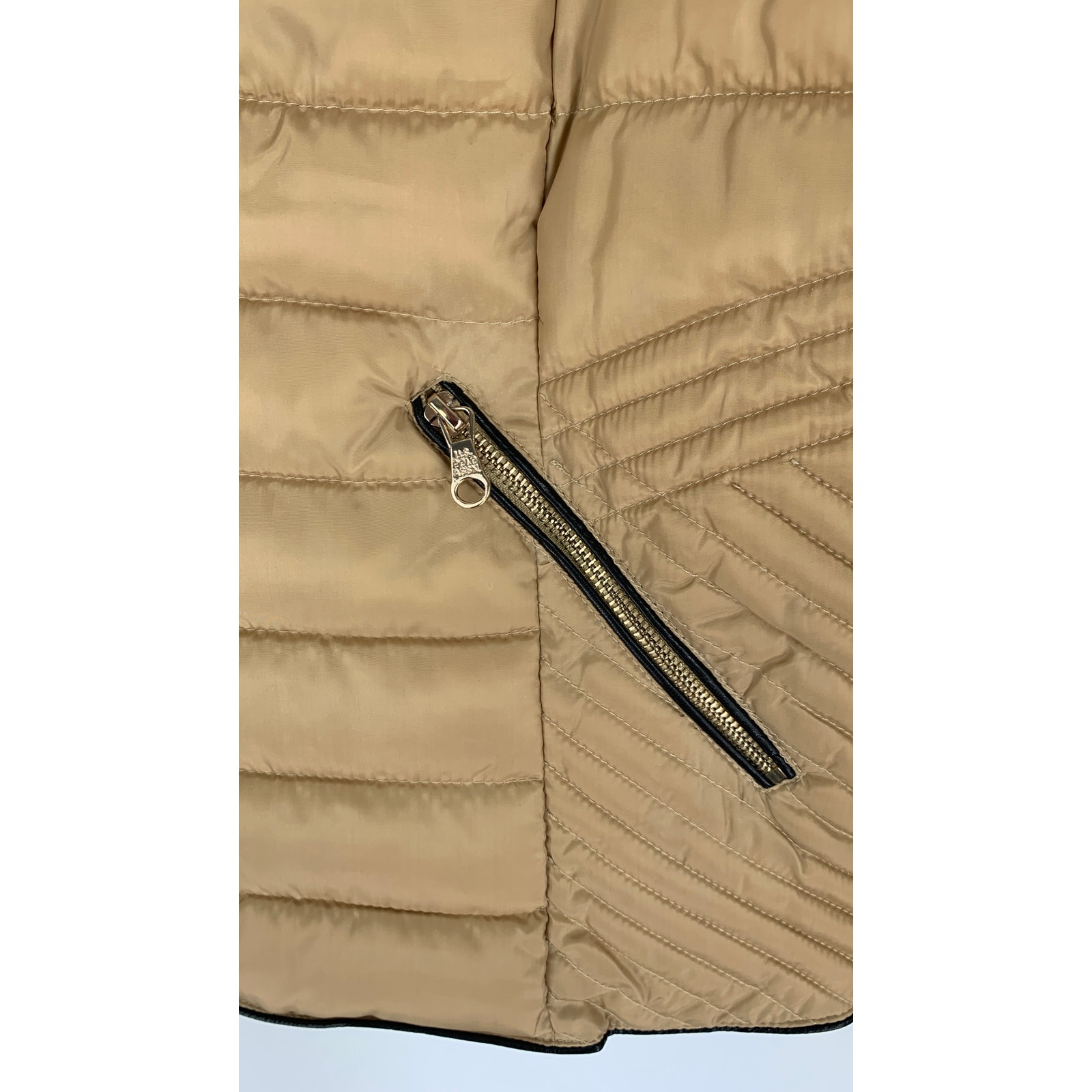 U.S. Polo Assn. Moto Puffer Jacket Faux Fur Collar Womens Size Xl Gold — image 5 of 8